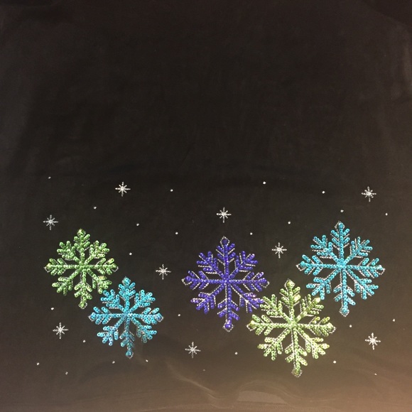 Quaker Factory black velour snowflake top tunic sequined Winter Wonderland XL - Picture 6 of 10